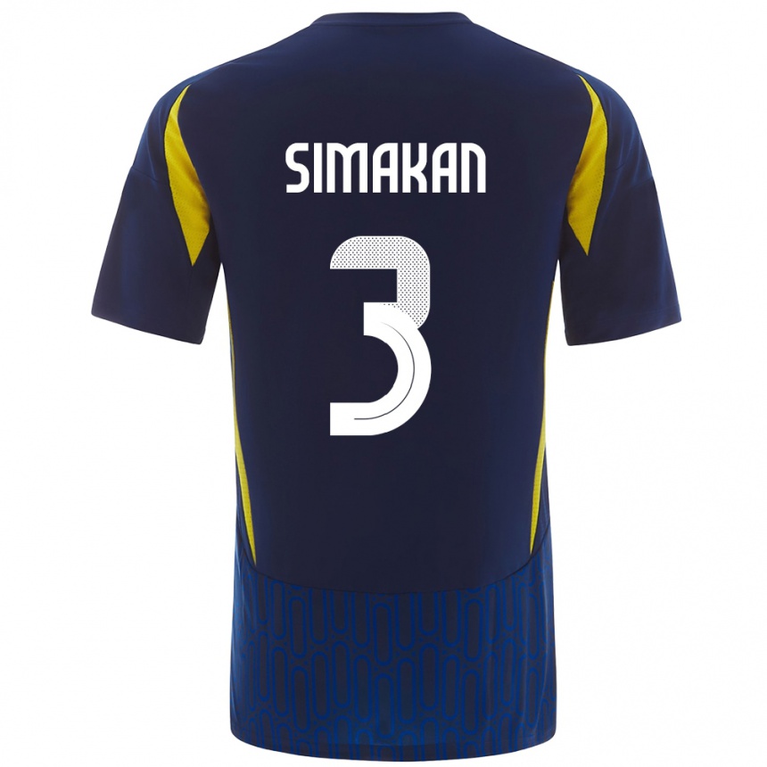 Enfant Football Maillot Mohamed Simakan #3 Bleu Jaune Tenues Extérieur 2024/25