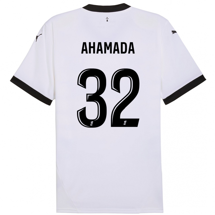 Enfant Football Maillot Naouirou Ahamada #32 Blanc Noir Tenues Extérieur 2024/25