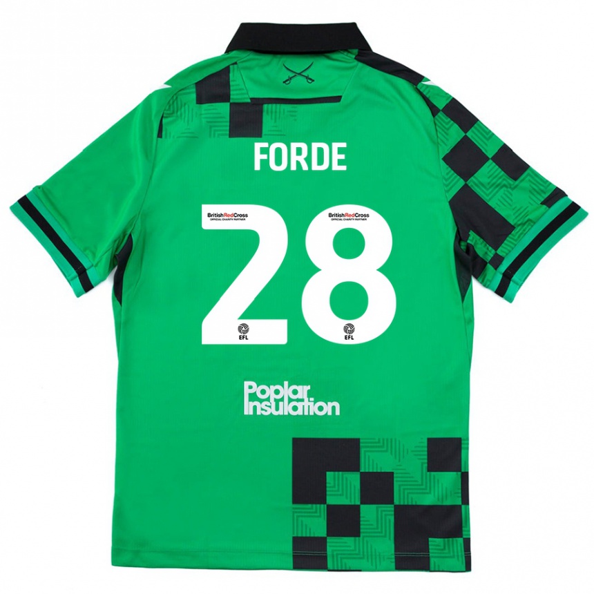 Enfant Football Maillot Shaqai Forde #28 Vert Noir Tenues Extérieur 2024/25