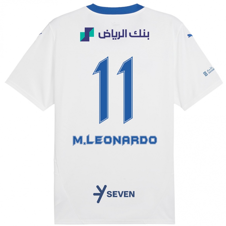 Enfant Football Maillot Marcos Leonardo #11 Blanc Bleu Tenues Extérieur 2024/25