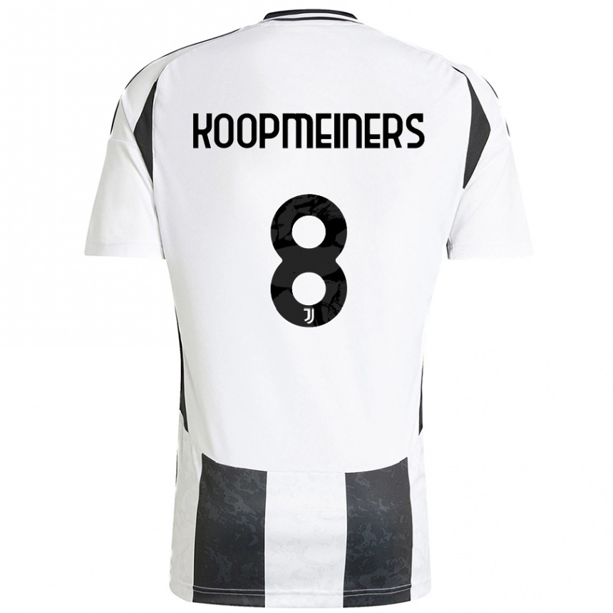 Enfant Football Maillot Teun Koopmeiners #8 Blanc Noir Tenues Domicile 2024/25