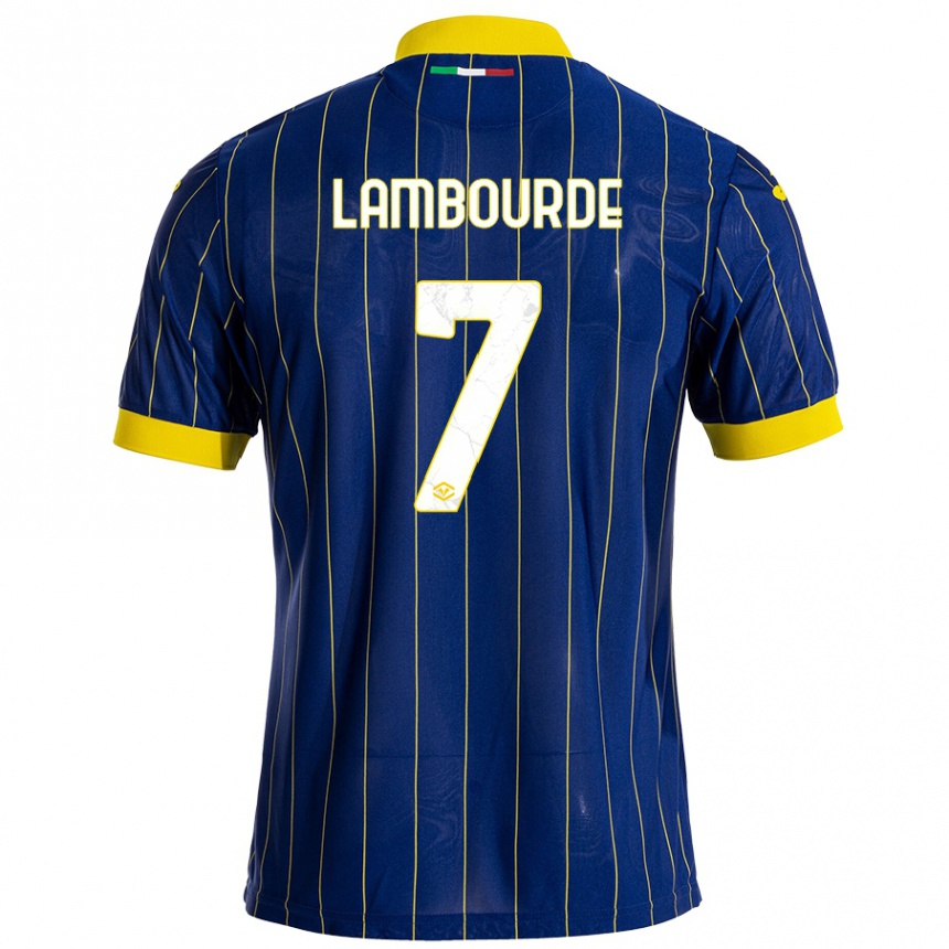 Enfant Football Maillot Mathis Lambourde #7 Bleu Jaune Tenues Domicile 2024/25