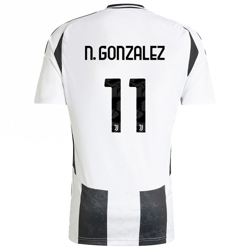 Enfant Football Maillot Nicolás González #11 Blanc Noir Tenues Domicile 2024/25