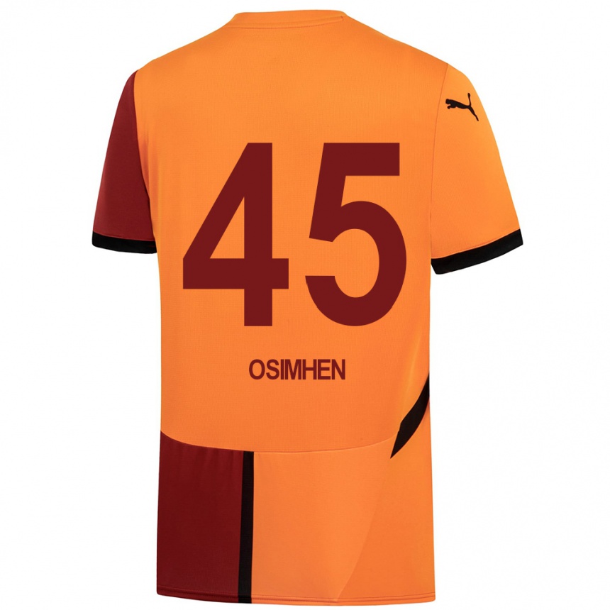 Enfant Football Maillot Victor Osimhen #45 Jaune Rouge Tenues Domicile 2024/25