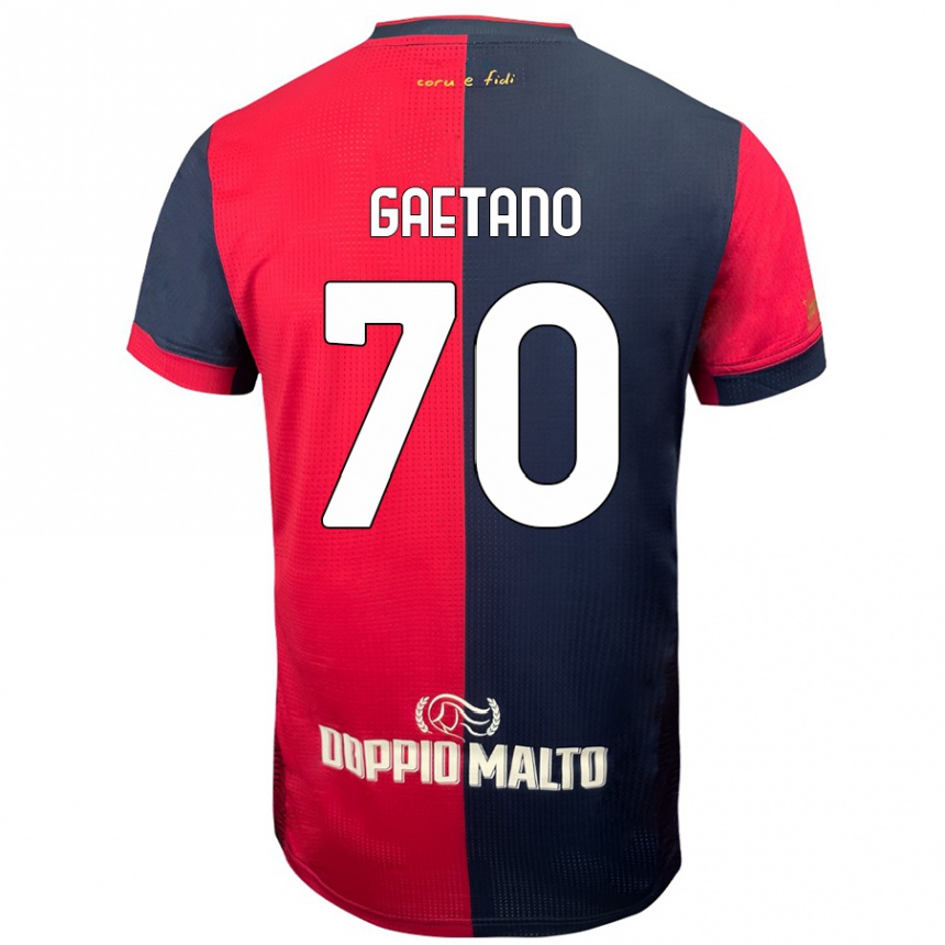 Enfant Football Maillot Gianluca Gaetano #70 Rouge Bleu Foncé Tenues Domicile 2024/25