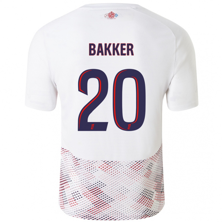 Enfant Football Maillot Mitchel Bakker #20 Blanc Bleu Royal Tenues Extérieur 2024/25