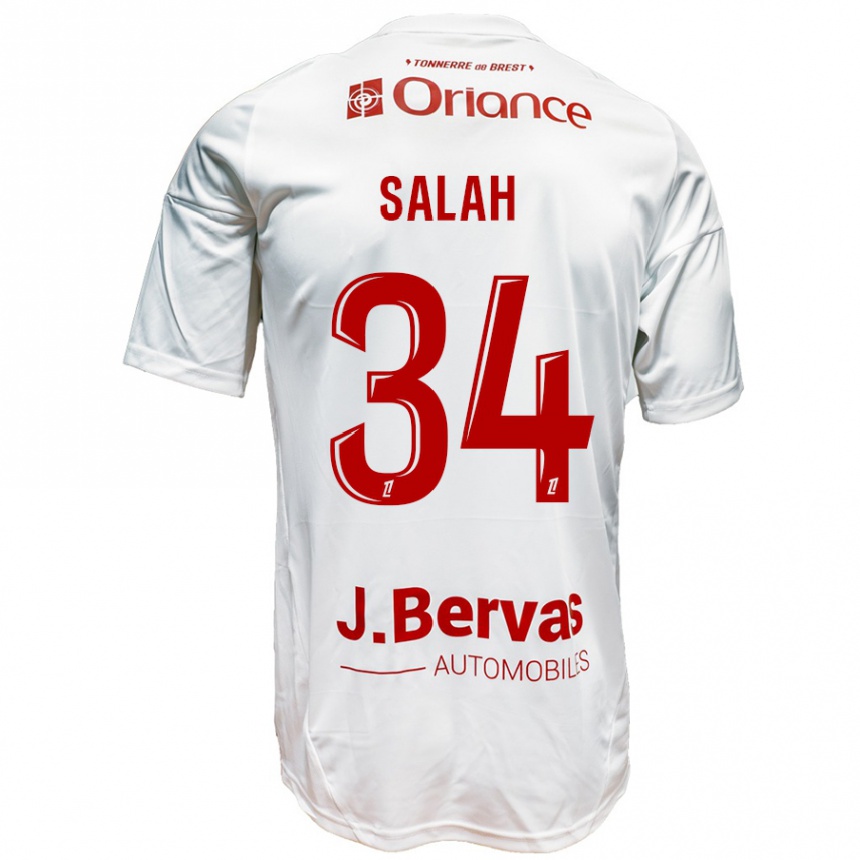 Enfant Football Maillot Ibrahim Salah #34 Blanc Rouge Tenues Extérieur 2024/25