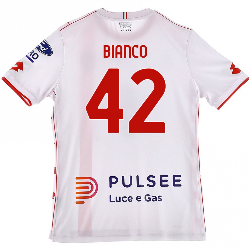 Enfant Football Maillot Alessandro Bianco #42 Blanc Rouge Tenues Extérieur 2024/25