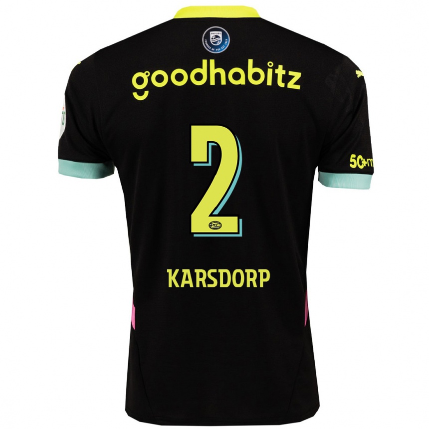 Enfant Football Maillot Rick Karsdorp #2 Noir Jaune Tenues Extérieur 2024/25