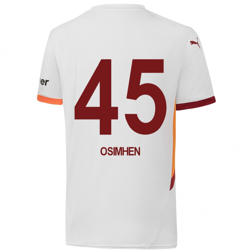 Enfant Football Maillot Victor Osimhen #45 Blanc Jaune Rouge Tenues Extérieur 2024/25