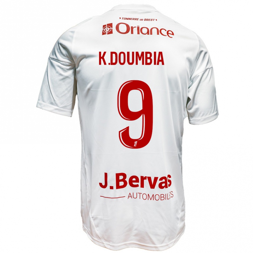 Enfant Football Maillot Kamory Doumbia #9 Blanc Rouge Tenues Extérieur 2024/25