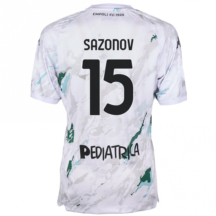 Enfant Football Maillot Saba Sazonov #15 Gris Tenues Extérieur 2024/25