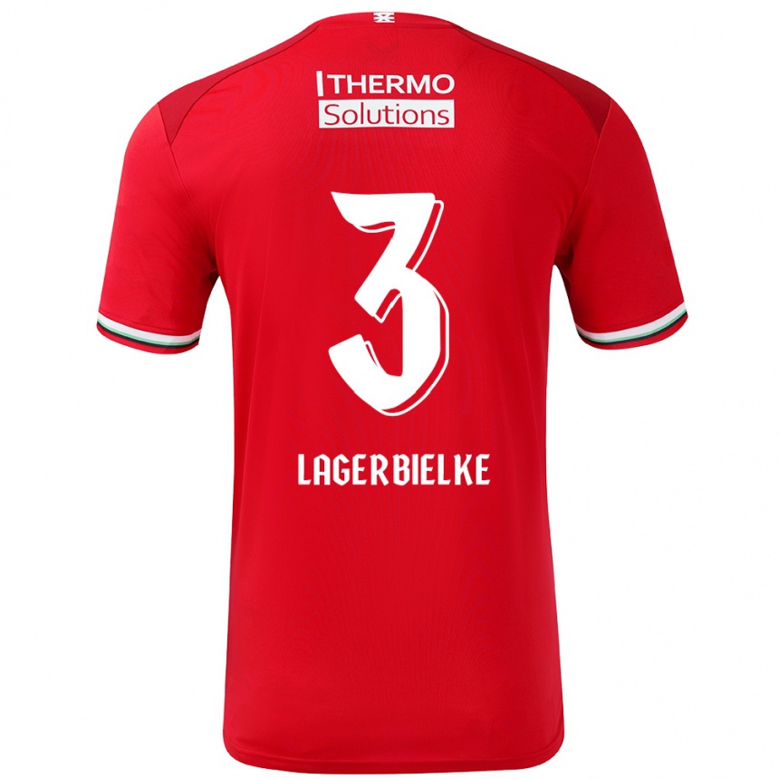 Enfant Football Maillot Gustaf Lagerbielke #3 Rouge Blanc Tenues Domicile 2024/25