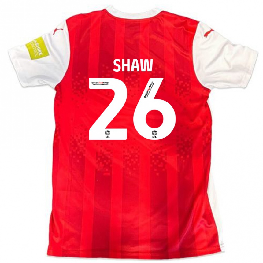 Enfant Football Maillot Liam Shaw #26 Rouge Blanc Tenues Domicile 2024/25