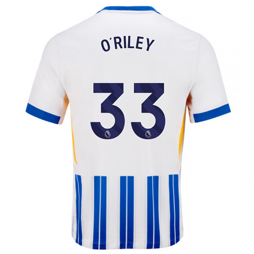 Enfant Football Maillot Matt O'riley #33 Blanc Bleu À Rayures Fines Tenues Domicile 2024/25