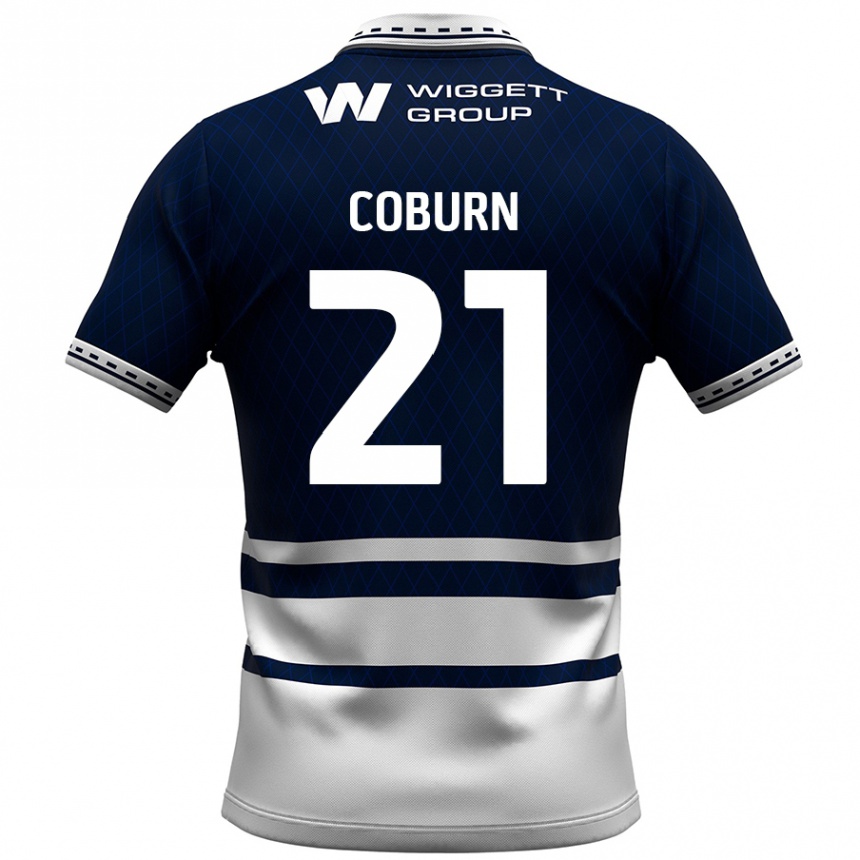 Enfant Football Maillot Josh Coburn #21 Bleu Marine Blanc Tenues Domicile 2024/25