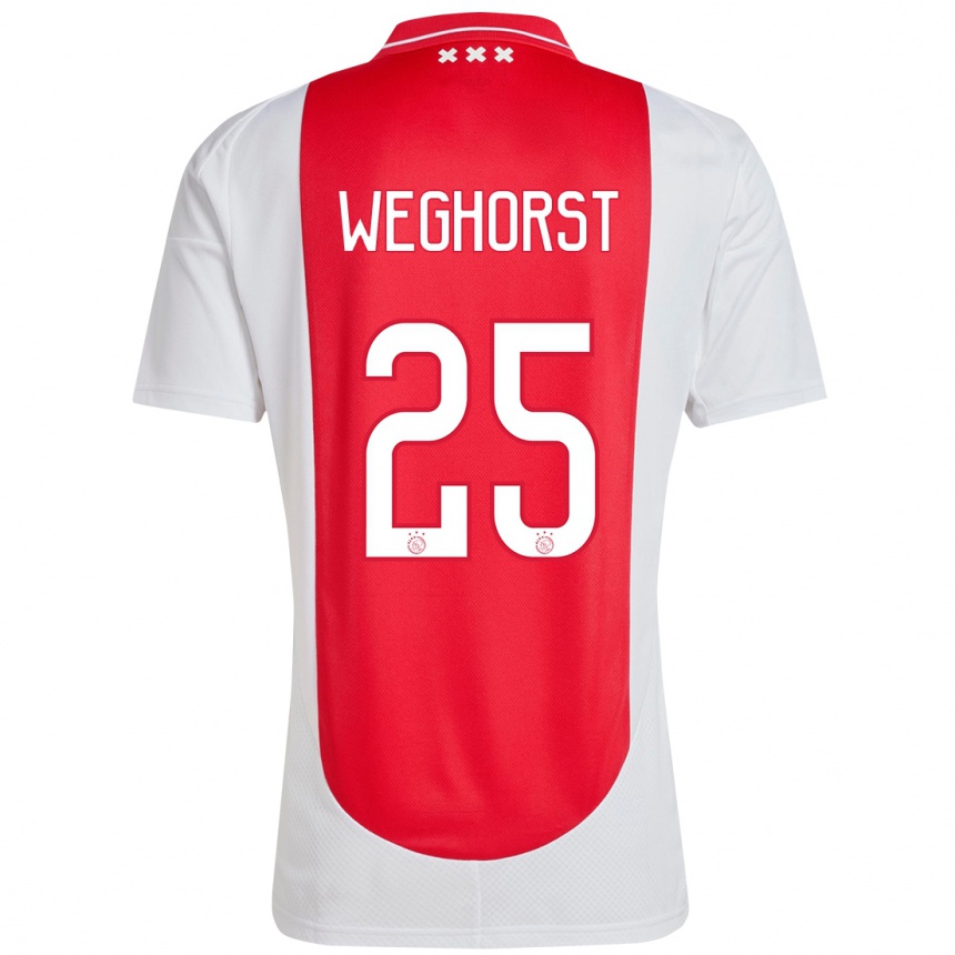 Enfant Football Maillot Wout Weghorst #25 Rouge Blanc Tenues Domicile 2024/25