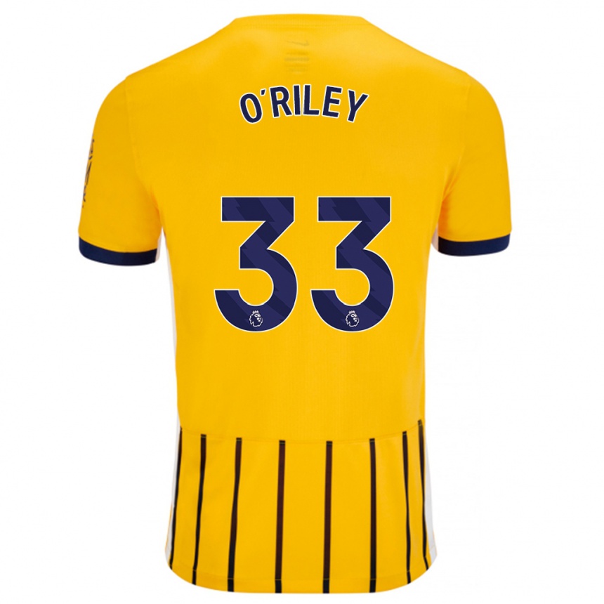 Enfant Football Maillot Matt O'riley #33 Doré Bleu À Fines Rayures Tenues Extérieur 2024/25