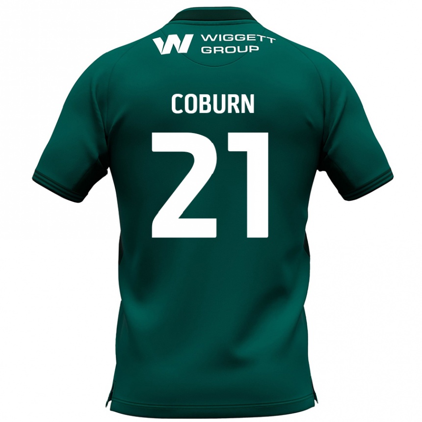 Enfant Football Maillot Josh Coburn #21 Vert Tenues Extérieur 2024/25