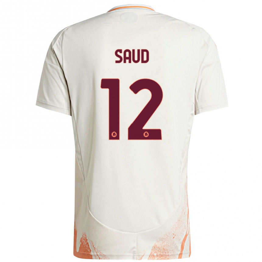 Enfant Football Maillot Saud Abdulhamid #12 Crème Blanc Orange Tenues Extérieur 2024/25