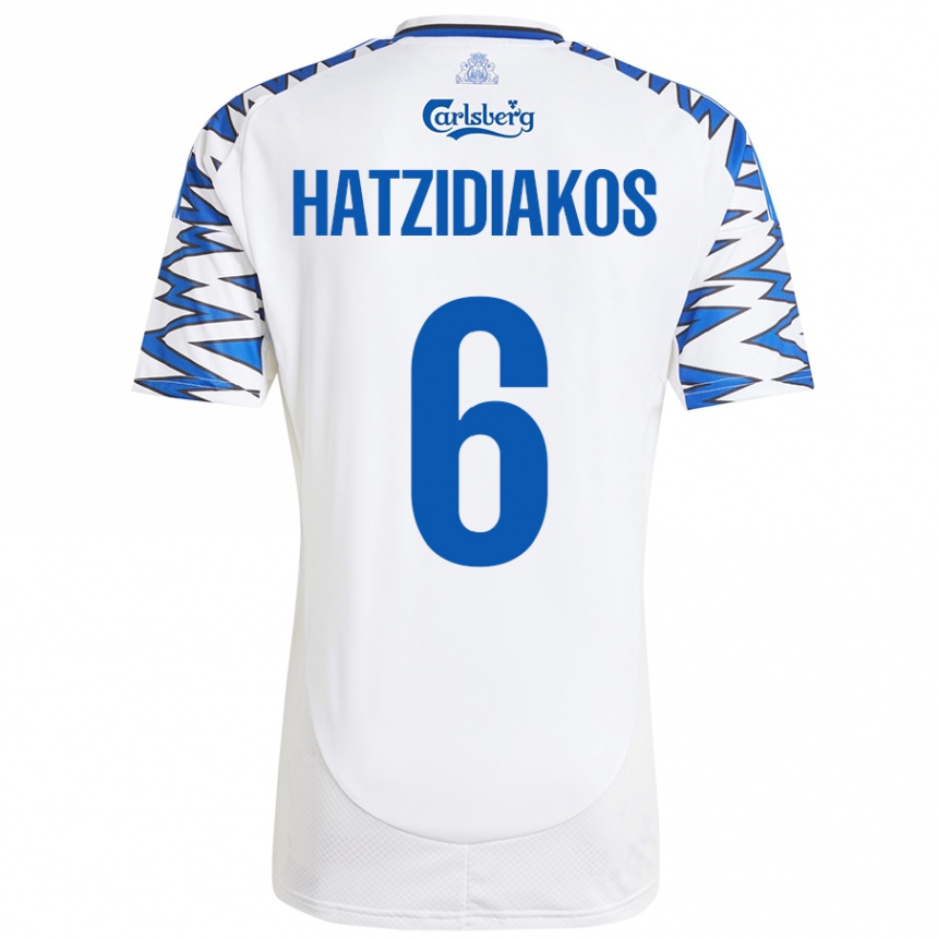 Enfant Football Maillot Pantelis Hatzidiakos #6 Blanc Bleu Ciel Tenues Domicile 2024/25