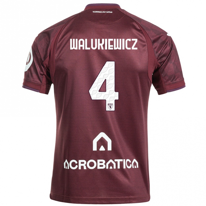 Enfant Football Maillot Sebastian Walukiewicz #4 Bordeaux Blanc Tenues Domicile 2024/25