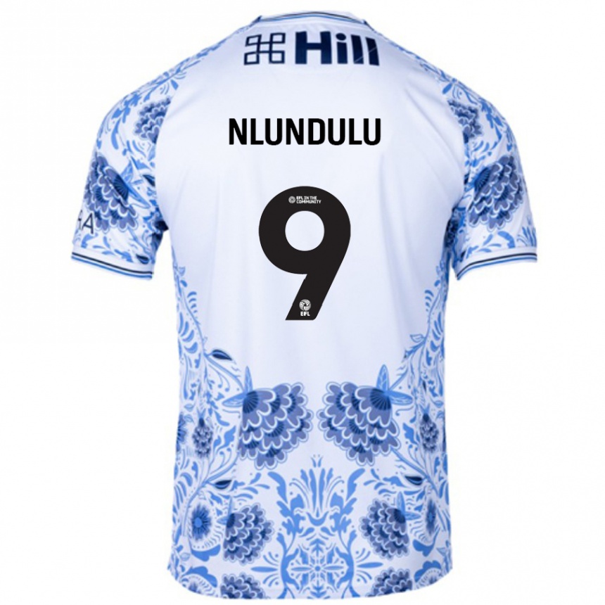 Enfant Football Maillot Dan Nlundulu #9 Blanc Bleu Tenues Extérieur 2024/25