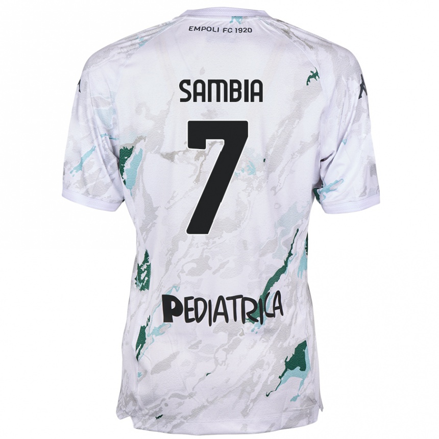 Enfant Football Maillot Junior Sambia #7 Gris Tenues Extérieur 2024/25