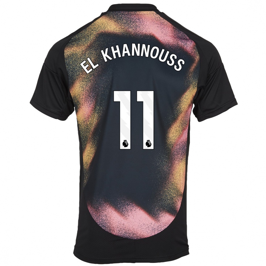 Enfant Football Maillot Bilal El Khannouss #11 Noir Blanc Tenues Extérieur 2024/25