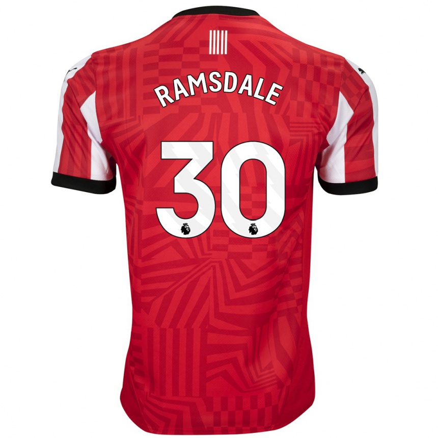 Homme Football Maillot Aaron Ramsdale #30 Rouge Blanc Tenues Domicile 2024/25