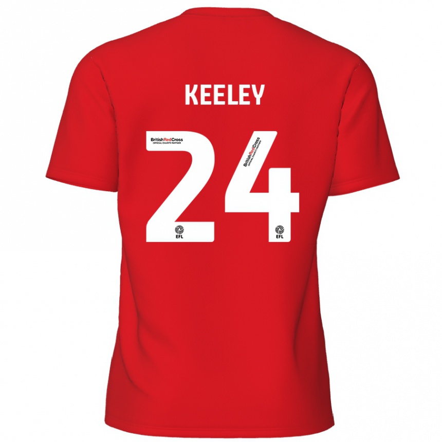 Homme Football Maillot Josh Keeley #24 Rouge Tenues Domicile 2024/25