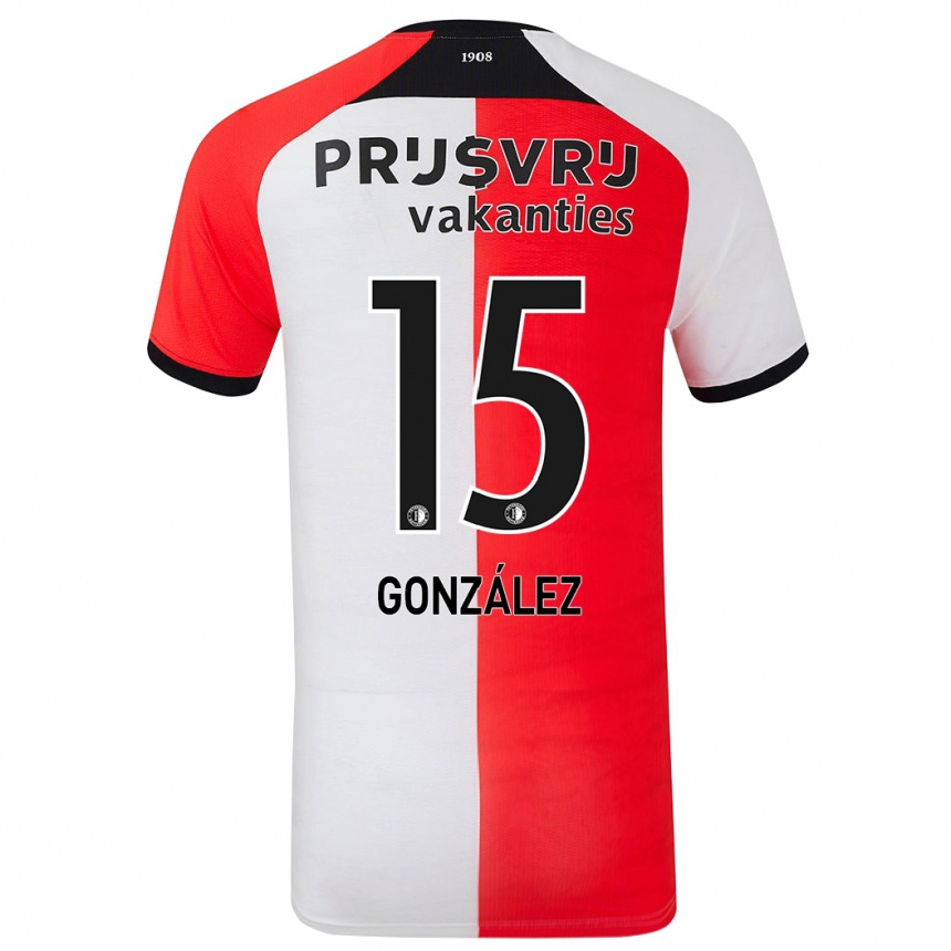 Homme Football Maillot Facundo González #15 Rouge Blanc Tenues Domicile 2024/25