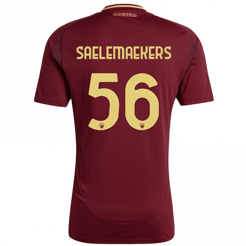 Homme Football Maillot Alexis Saelemaekers #56 Rouge Brun Or Tenues Domicile 2024/25