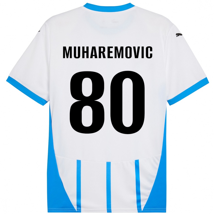 Homme Football Maillot Tarik Muharemovic #80 Blanc Bleu Tenues Extérieur 2024/25