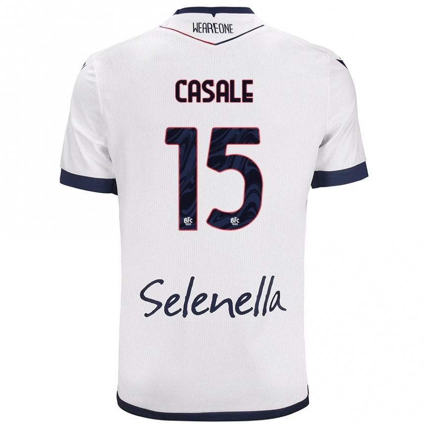 Homme Football Maillot Nicolò Casale #15 Blanc Bleu Royal Tenues Extérieur 2024/25