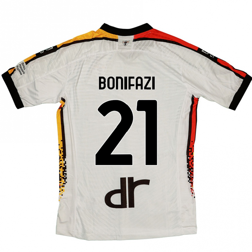 Homme Football Maillot Kevin Bonifazi #21 Blanc Noir Tenues Extérieur 2024/25