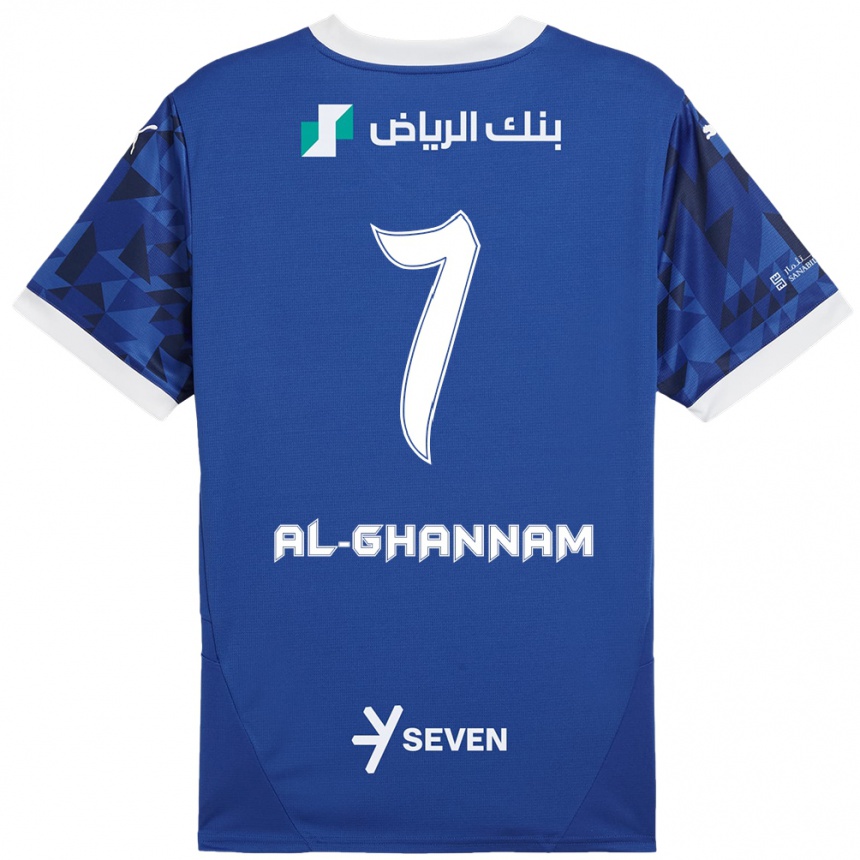 Homme Football Maillot Khalid Al-Ghannam #7 Bleu Foncé Blanc Tenues Domicile 2024/25