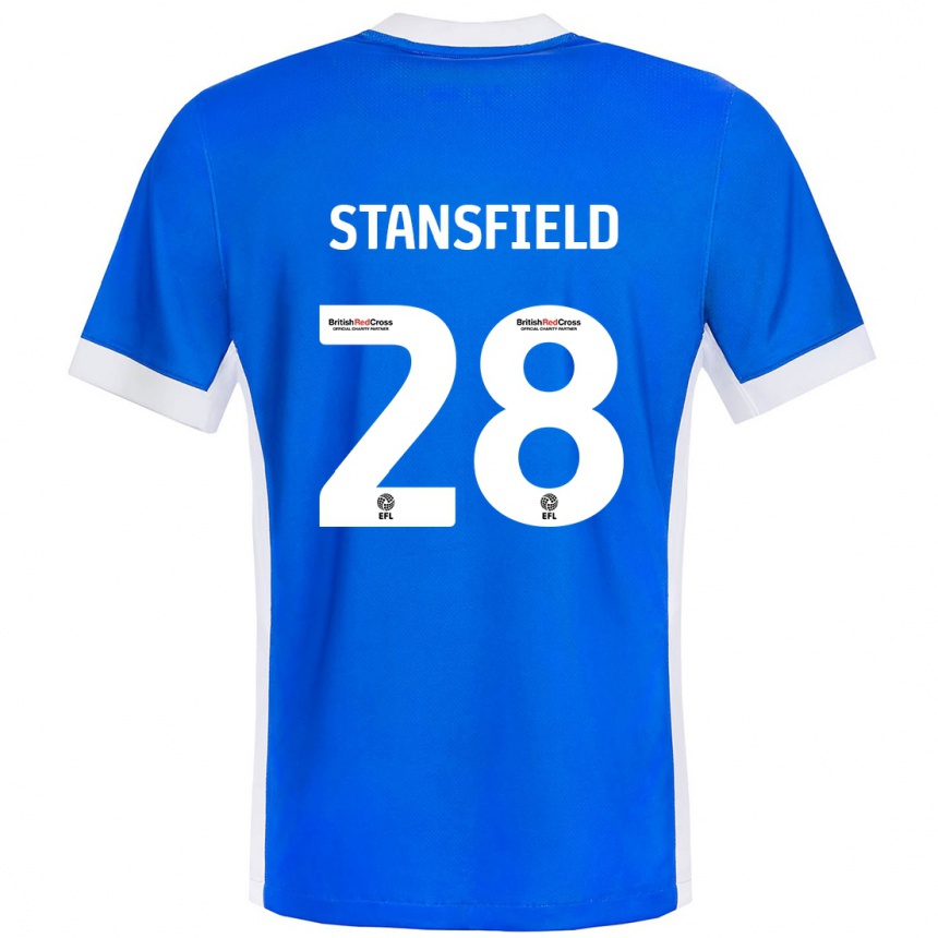 Homme Football Maillot Jay Stansfield #28 Bleu Blanc Tenues Domicile 2024/25