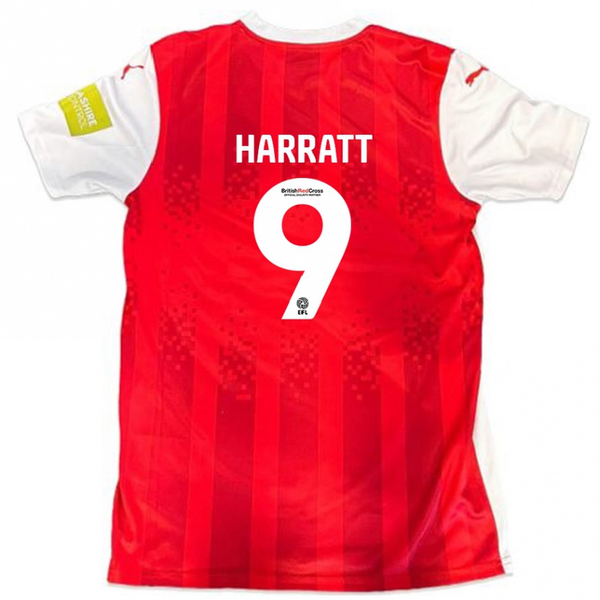 Homme Football Maillot Kian Harratt #9 Rouge Blanc Tenues Domicile 2024/25