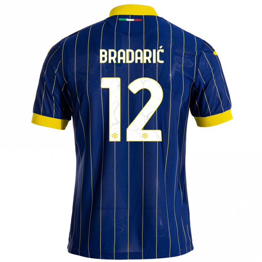 Homme Football Maillot Domagoj Bradarić #12 Bleu Jaune Tenues Domicile 2024/25