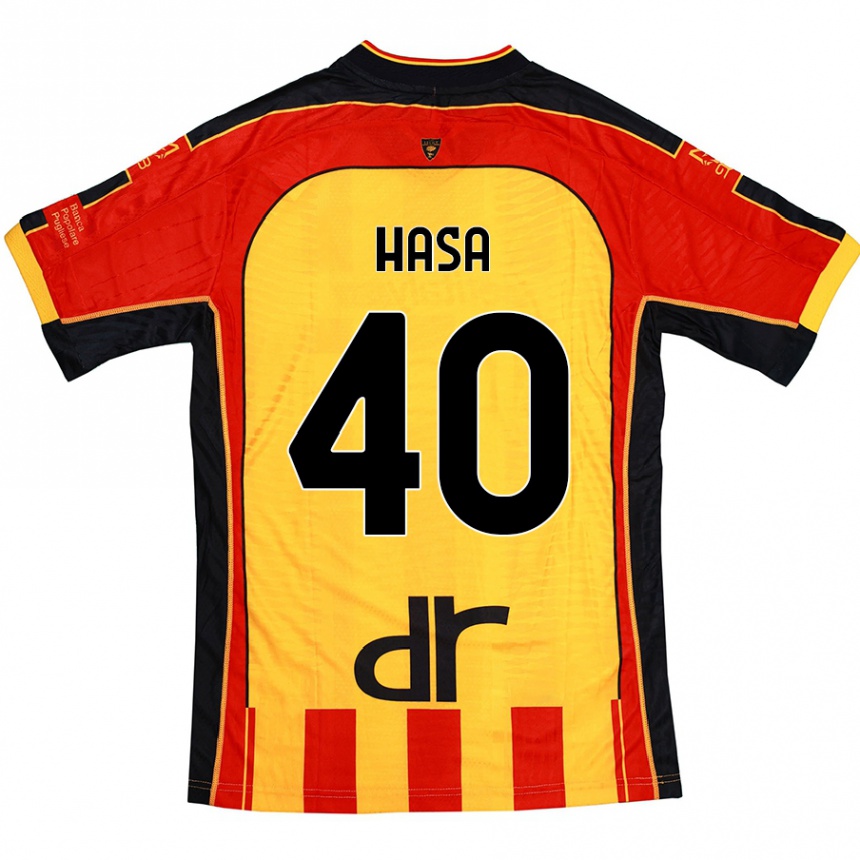 Femme Football Maillot Luis Hasa #40 Jaune Rouge Tenues Domicile 2024/25