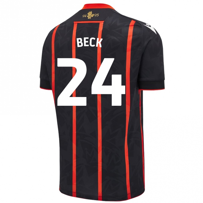 Femme Football Maillot Owen Beck #24 Noir Rouge Tenues Extérieur 2024/25