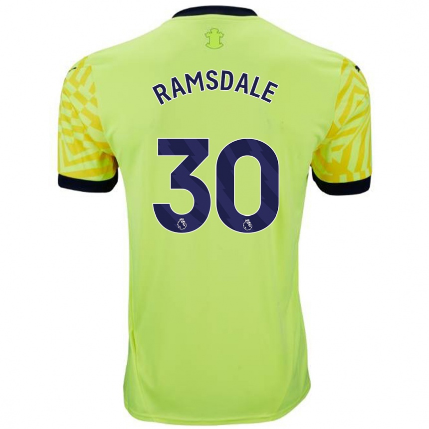 Femme Football Maillot Aaron Ramsdale #30 Jaune Tenues Extérieur 2024/25