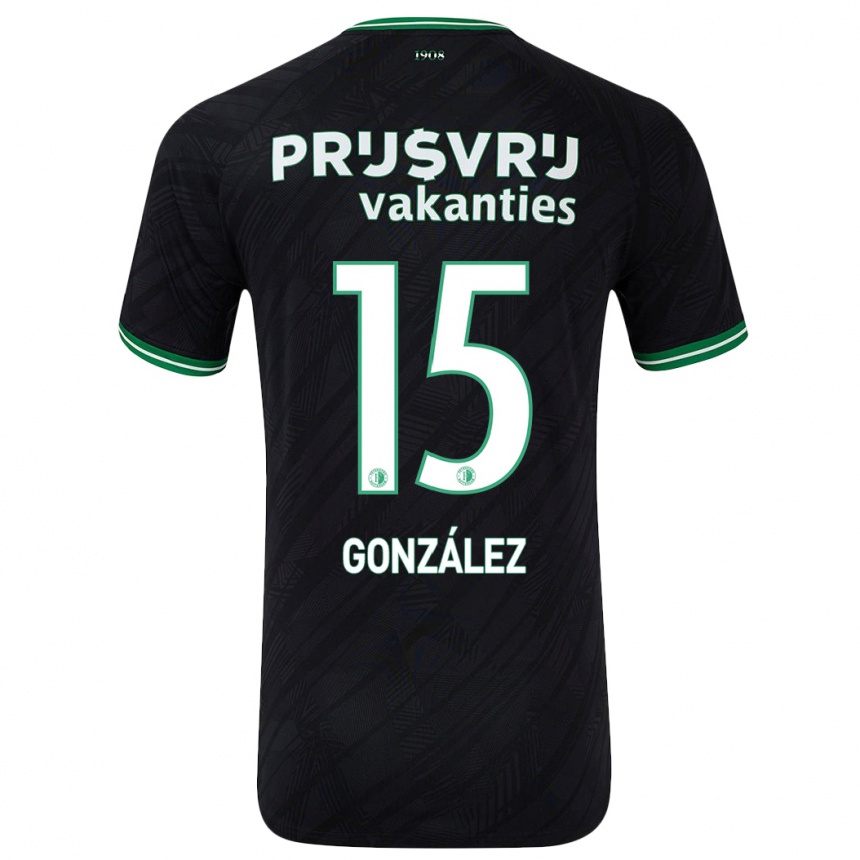 Femme Football Maillot Facundo González #15 Noir Vert Tenues Extérieur 2024/25