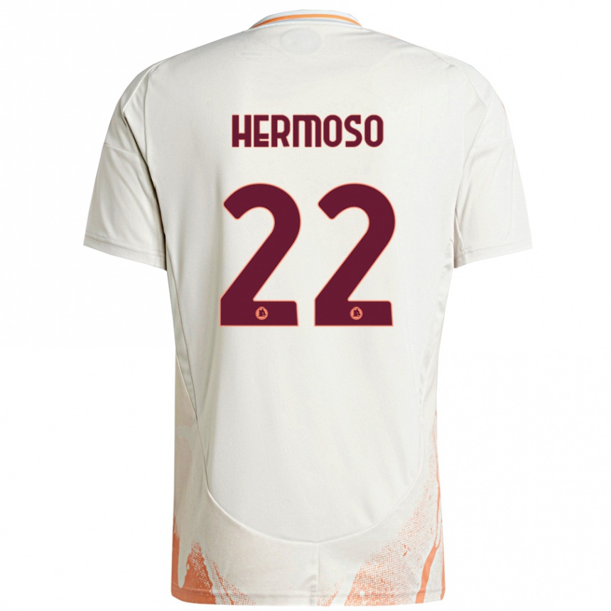 Femme Football Maillot Mario Hermoso #22 Crème Blanc Orange Tenues Extérieur 2024/25