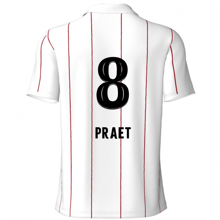 Femme Football Maillot Dennis Praet #8 Blanc Noir Tenues Extérieur 2024/25